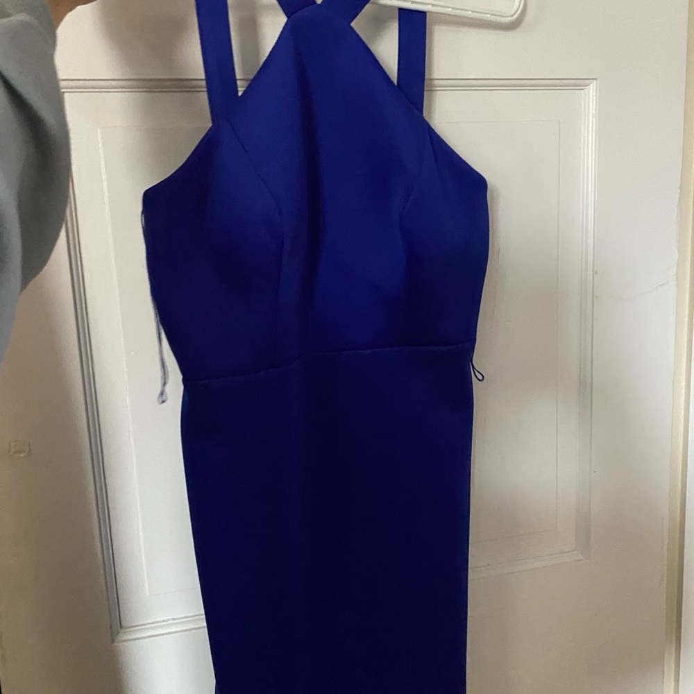 Aiden Blue Halter Sheath Mini Dress